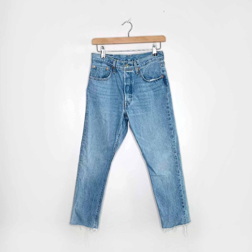 Levi's 501 high rise light skinny jeans raw hem